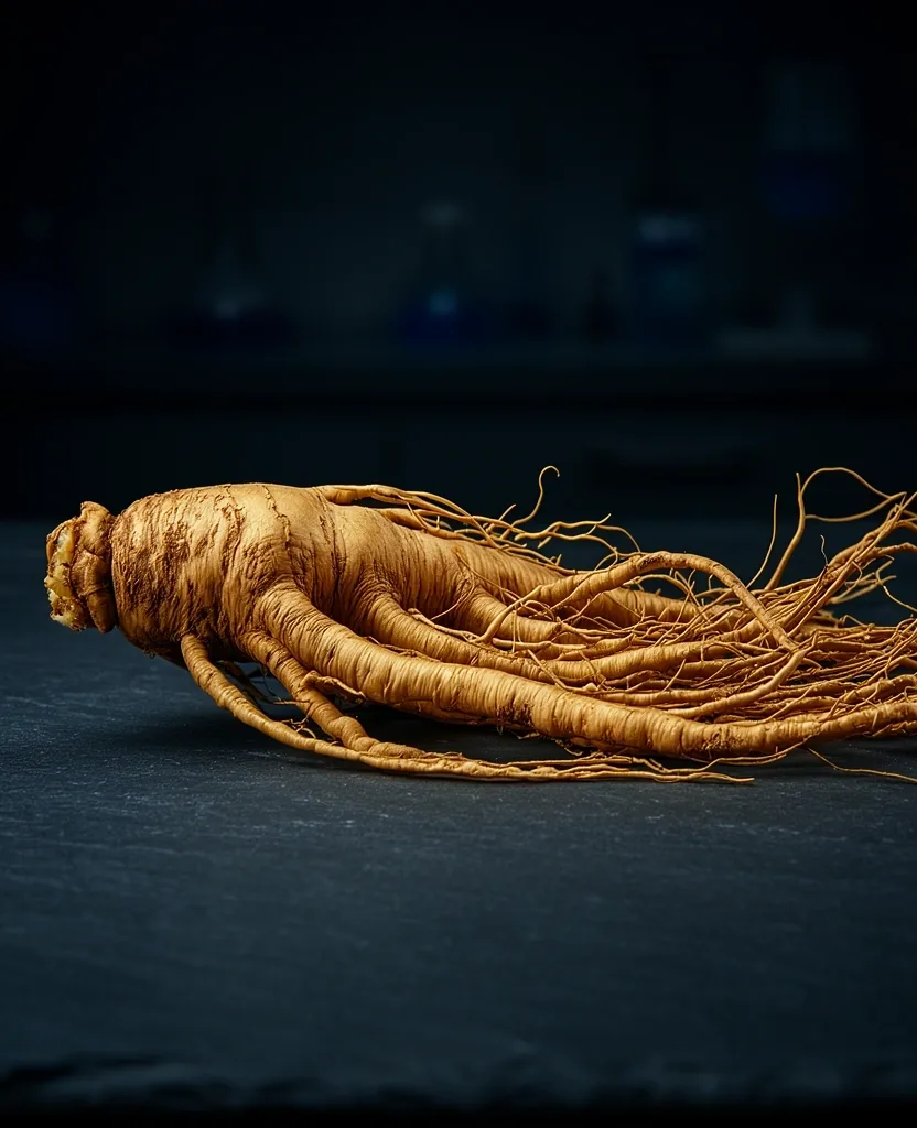 Raw Panax Ginseng root texture